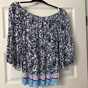 Lilly Pulitzer off the shoulder top with bell sleeves. Size medium